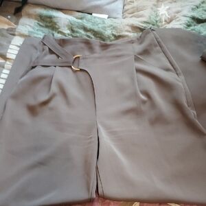 Elegant Allie Rose Brown Women's Pants with Gold Accent Size Med